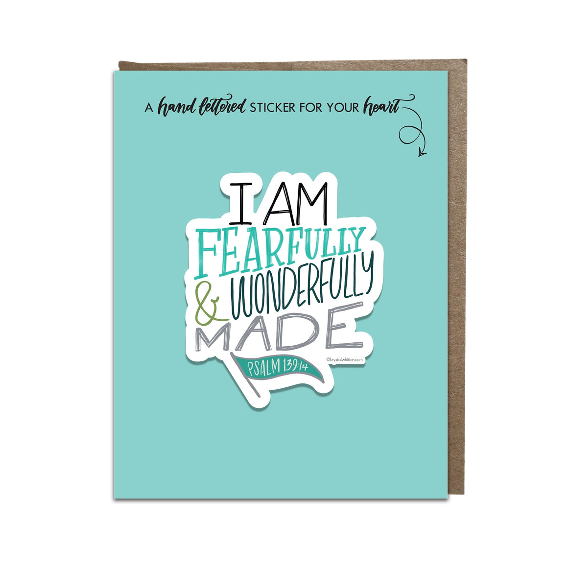 "Wonderfully Made" Aqua sticker card
