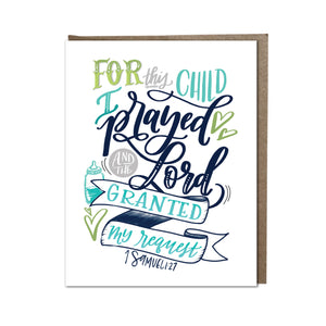 "For This Child I Prayed" (blue) card