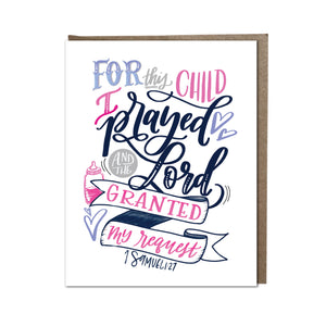 "For This Child I Prayed" (pink) card