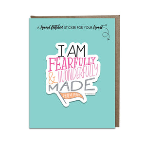 "Fearfully and Wonderfully Made" (pink) sticker card