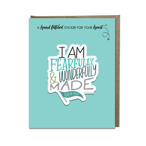 "Wonderfully Made" Aqua sticker card