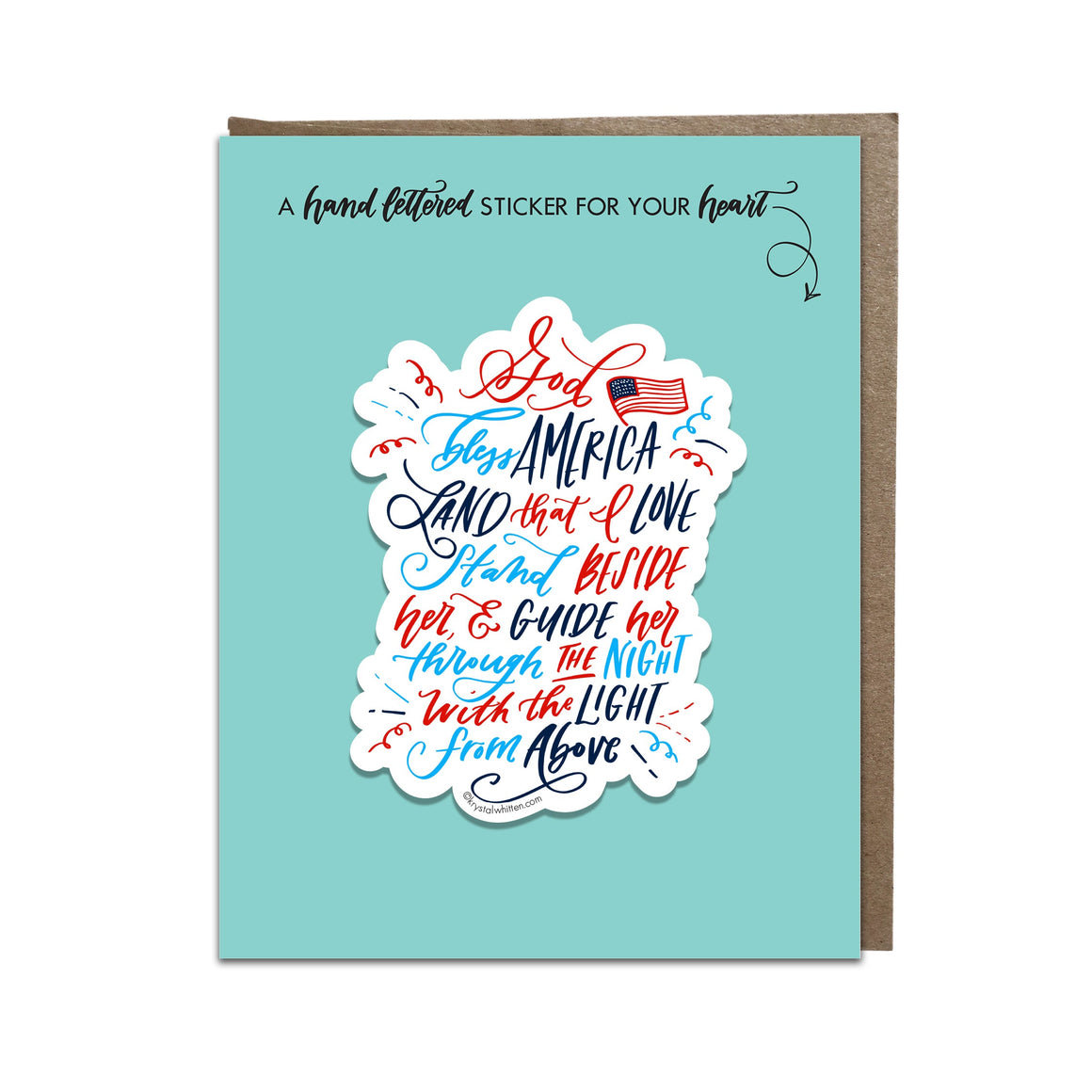 "God bless America" (Irving Berlin) sticker card