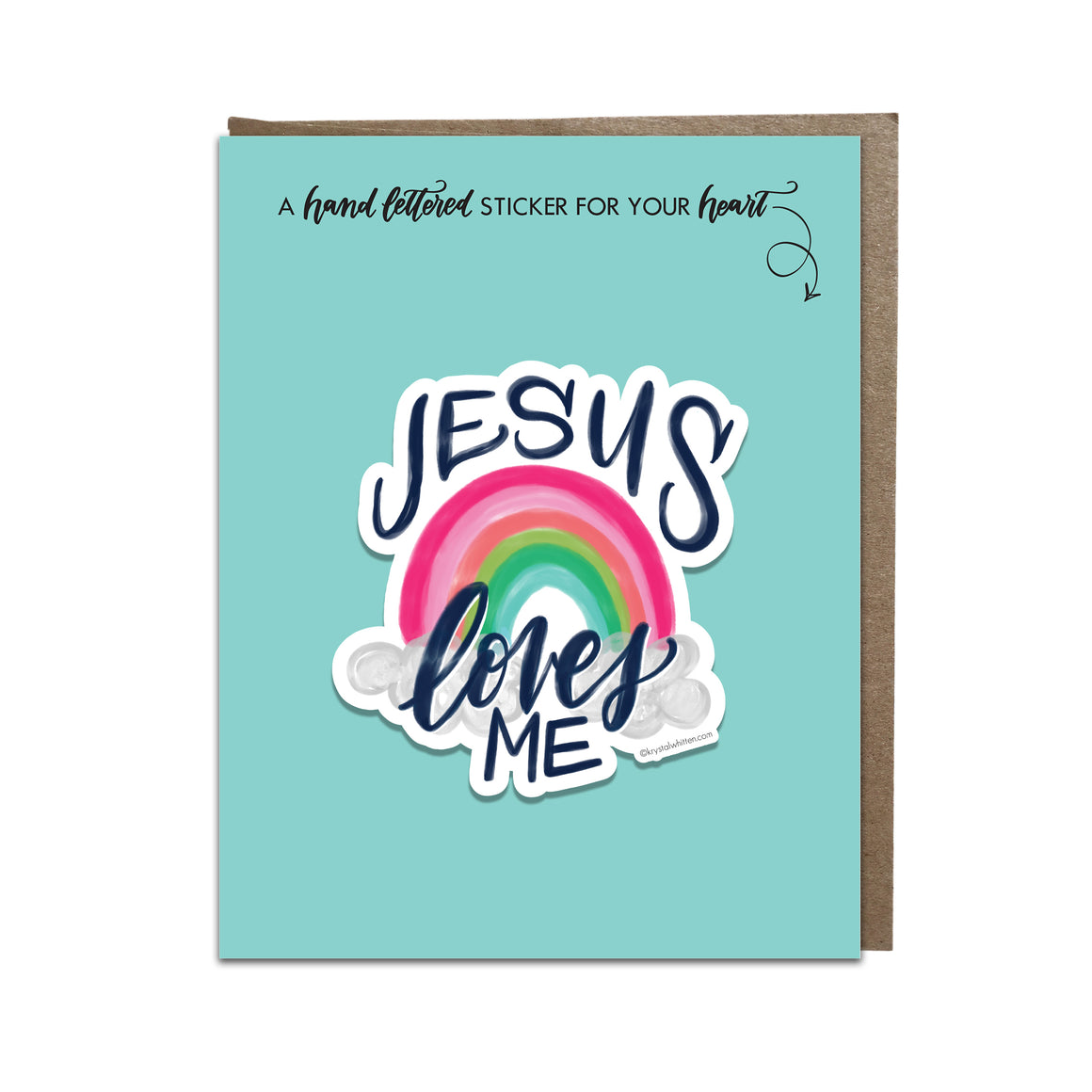 "Jesus Loves Me" (rainbow) sticker card
