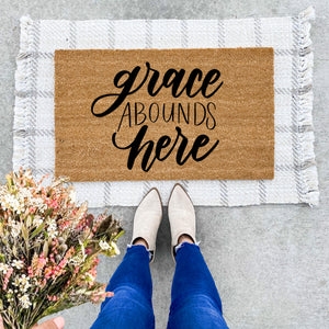 Grace Abounds Here Doormat