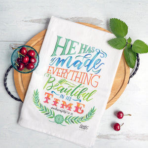 Perfect in His Time Tea Towel