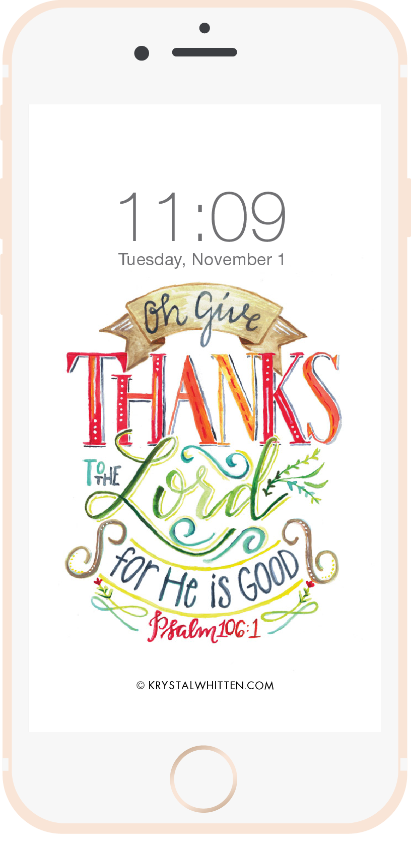Oh Give Thanks to the Lord Lock Screen (11/15)