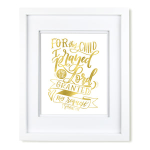"For This Child I Prayed" (pink) card