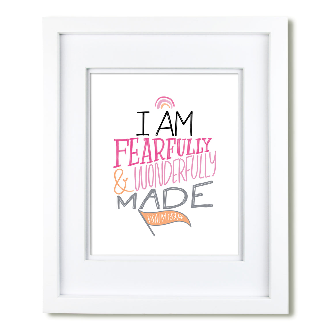 "Fearfully and Wonderfully Made" scripture art print - Pink