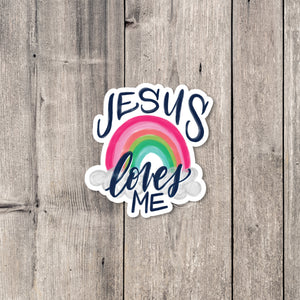 "Jesus Loves Me" (Rainbow) sticker
