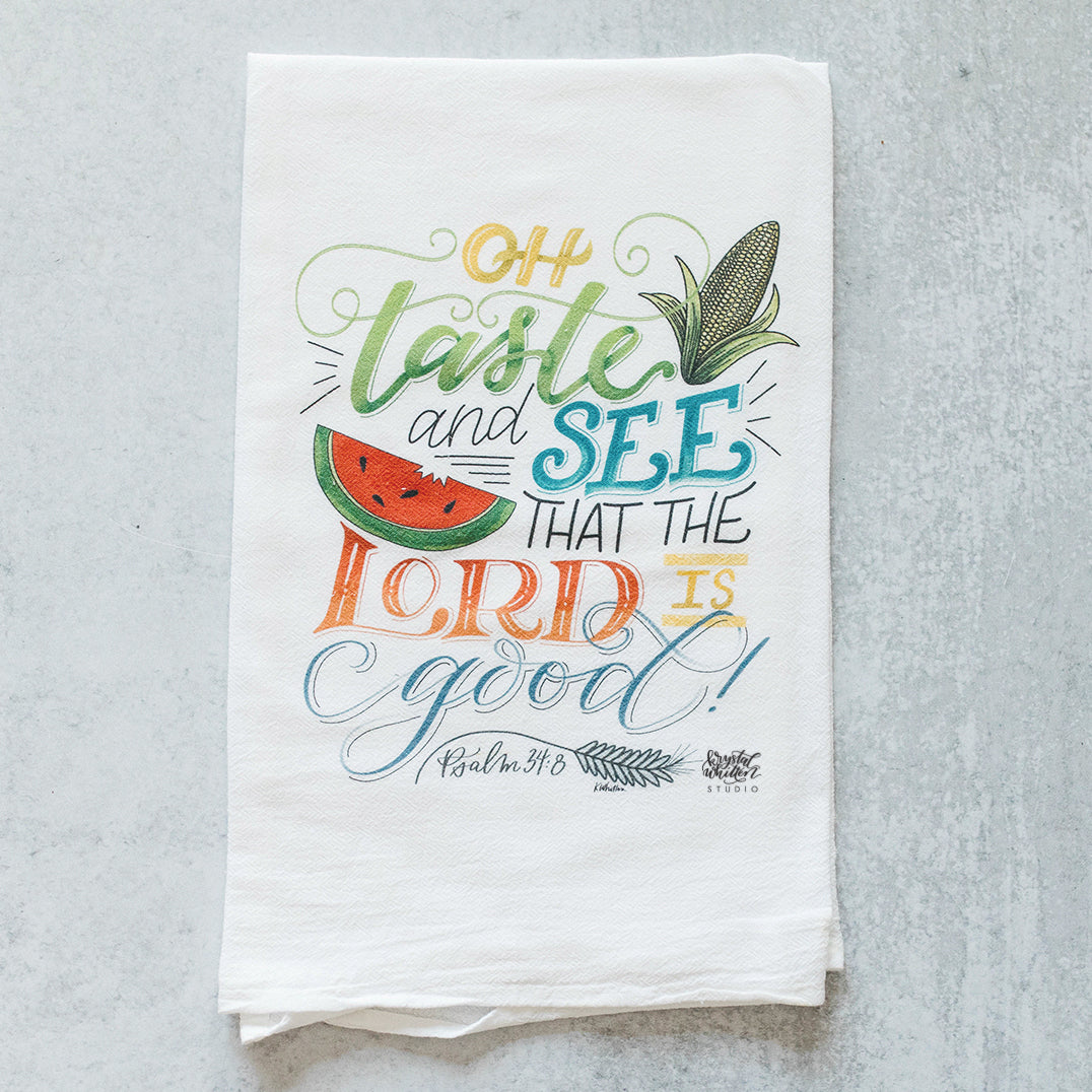 Taste and See Oranges Tea Towel, Scripture Kitchen Towel, Farmhouse Dish  Towel, Cute Kitchen Towel, Christian Gift, Psalm 34:8