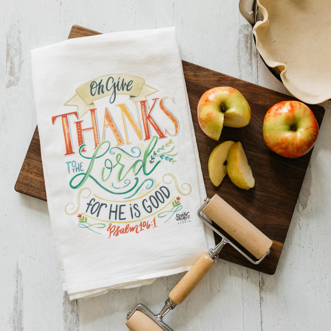 Oh Give Thanks to the Lord Tea Towel